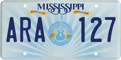 MS license plate ARA127