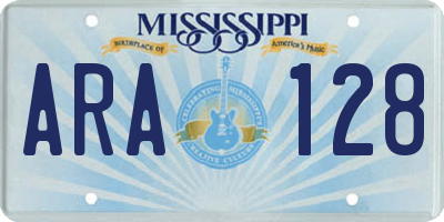 MS license plate ARA128
