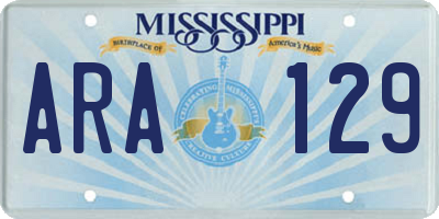 MS license plate ARA129