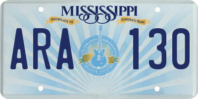 MS license plate ARA130