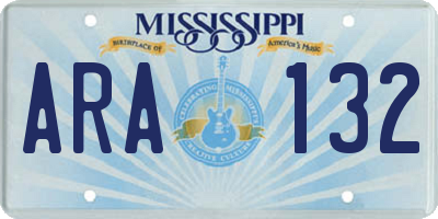 MS license plate ARA132