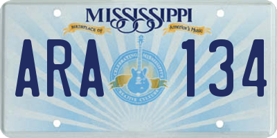 MS license plate ARA134