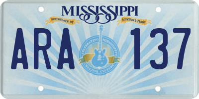 MS license plate ARA137