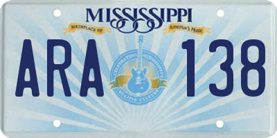 MS license plate ARA138