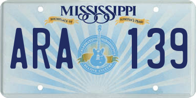 MS license plate ARA139