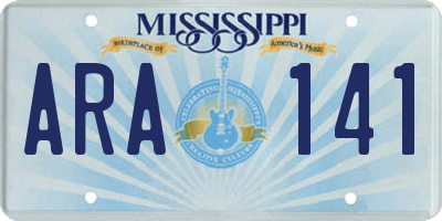 MS license plate ARA141