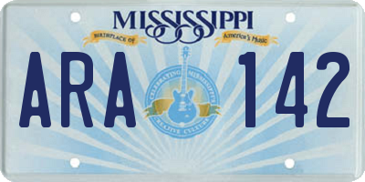 MS license plate ARA142