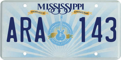 MS license plate ARA143