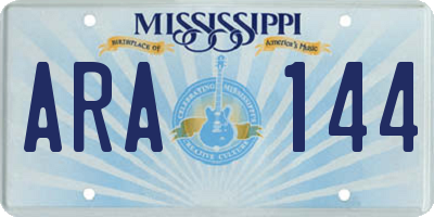MS license plate ARA144