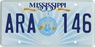 MS license plate ARA146