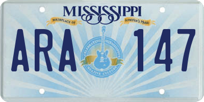 MS license plate ARA147