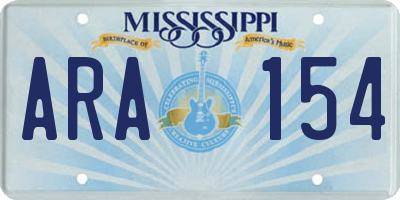 MS license plate ARA154