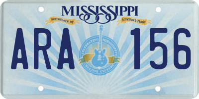 MS license plate ARA156