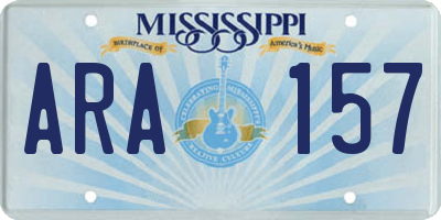 MS license plate ARA157