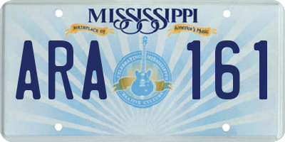 MS license plate ARA161