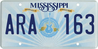 MS license plate ARA163
