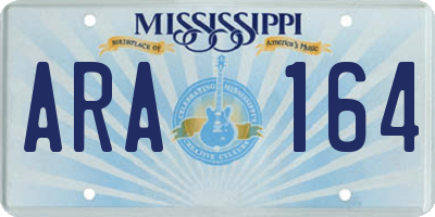 MS license plate ARA164