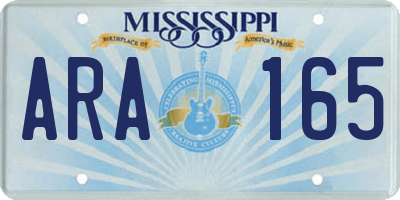 MS license plate ARA165