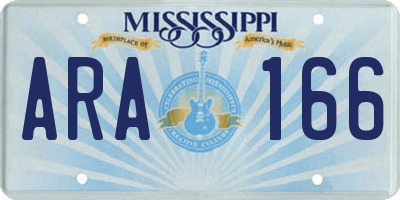 MS license plate ARA166