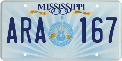 MS license plate ARA167