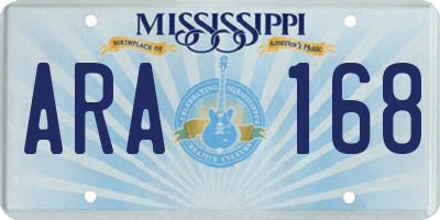 MS license plate ARA168