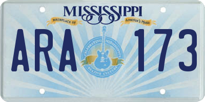 MS license plate ARA173