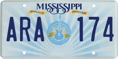 MS license plate ARA174