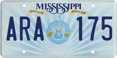 MS license plate ARA175