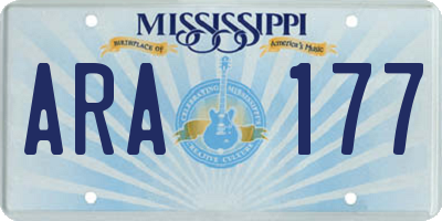 MS license plate ARA177