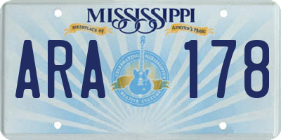 MS license plate ARA178