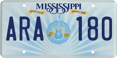 MS license plate ARA180