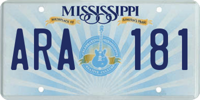 MS license plate ARA181