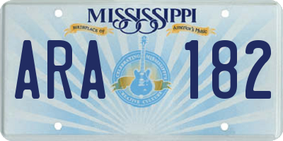 MS license plate ARA182