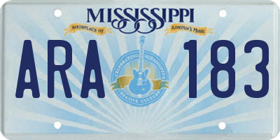 MS license plate ARA183