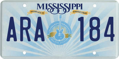 MS license plate ARA184