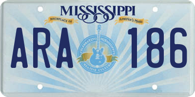MS license plate ARA186