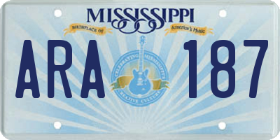 MS license plate ARA187