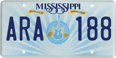 MS license plate ARA188