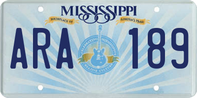 MS license plate ARA189