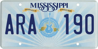 MS license plate ARA190