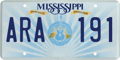 MS license plate ARA191