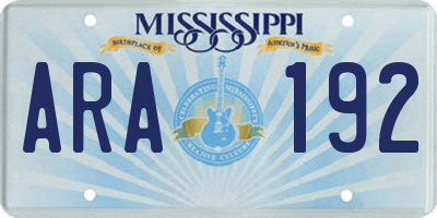 MS license plate ARA192