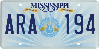 MS license plate ARA194
