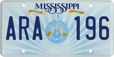 MS license plate ARA196