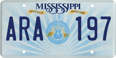 MS license plate ARA197