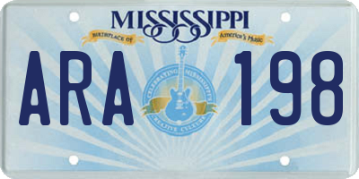 MS license plate ARA198