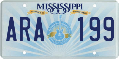 MS license plate ARA199