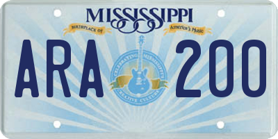 MS license plate ARA200