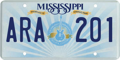 MS license plate ARA201