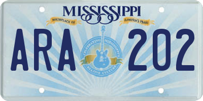 MS license plate ARA202